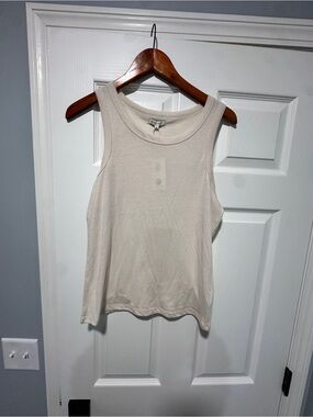 Z Supply Cream Ribbed Tank Top - Scoop Neck Sleeveless